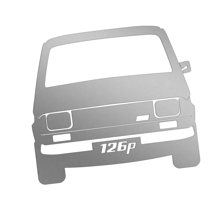 Naklejka POLSKI FIAT 126p MALUCH - Przód Klasyka PRL - srebrna