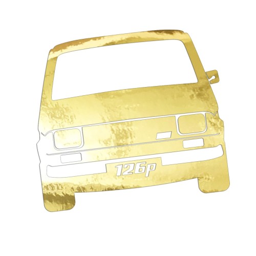 Naklejka POLSKI FIAT 126p MALUCH - Przód Klasyka PRL - złoty chrom