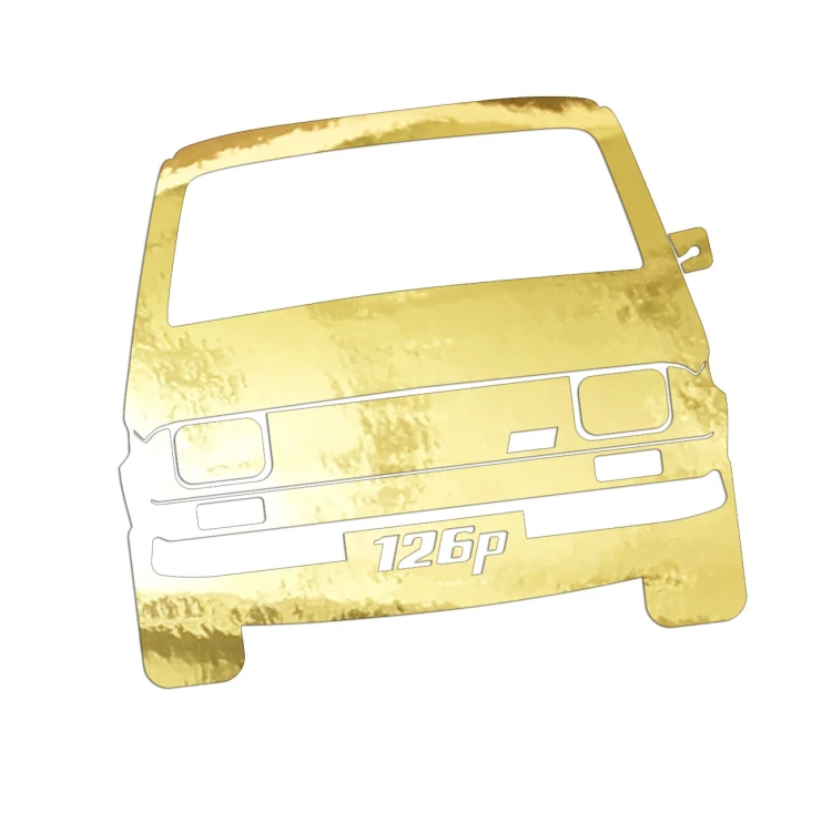 Naklejka POLSKI FIAT 126p MALUCH - Przód Klasyka PRL - złoty chrom