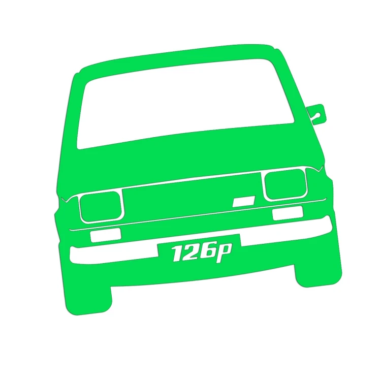 Naklejka POLSKI FIAT 126p MALUCH - Przód Klasyka PRL - zielony neon