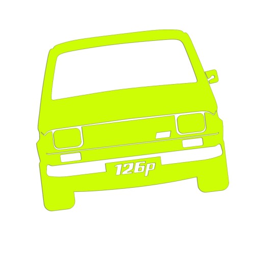 Naklejka POLSKI FIAT 126p MALUCH - Przód Klasyka PRL - żółty neon