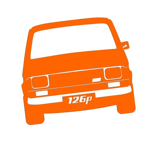 Naklejka POLSKI FIAT 126p MALUCH - Przód Klasyka PRL - pomarańczowy neon