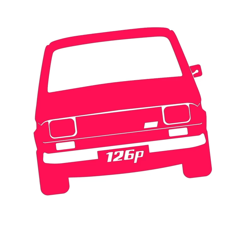 Naklejka POLSKI FIAT 126p MALUCH - Przód Klasyka PRL - różowy neon