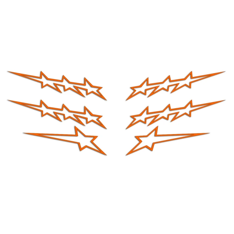 Naklejki GWIAZDKI DYNAMICZNE - Komplet na Lewą i Prawą Stronę - Na Kask - pomarańczowe neon