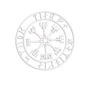 Naklejka KOMPAS WIKINGÓW VEGVISIR - LOS SPRZYJA ODWAŻNYM biała