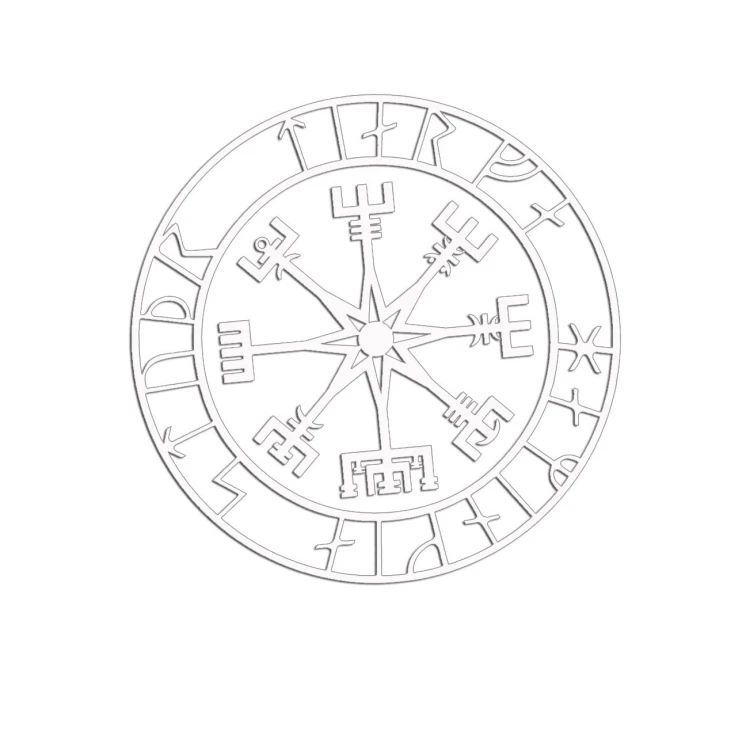 Naklejka KOMPAS WIKINGÓW VEGVISIR - LOS SPRZYJA ODWAŻNYM biała