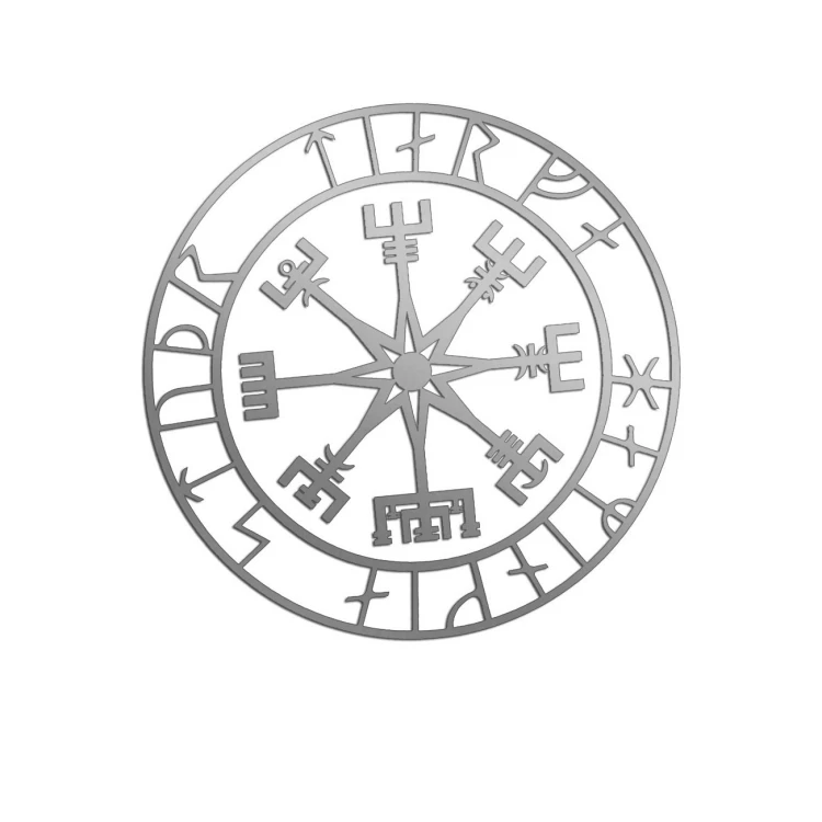 Naklejka KOMPAS WIKINGÓW VEGVISIR - LOS SPRZYJA ODWAŻNYM srebrna