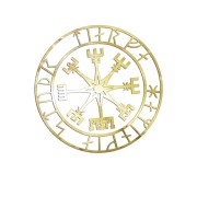 Naklejka KOMPAS WIKINGÓW VEGVISIR - LOS SPRZYJA ODWAŻNYM złoty chrom