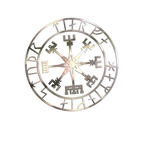 Naklejka KOMPAS WIKINGÓW VEGVISIR - LOS SPRZYJA ODWAŻNYM chrom