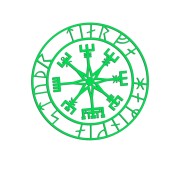 Naklejka KOMPAS WIKINGÓW VEGVISIR - LOS SPRZYJA ODWAŻNYM zielony neon
