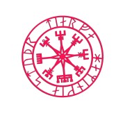 Naklejka KOMPAS WIKINGÓW VEGVISIR - LOS SPRZYJA ODWAŻNYM różowy neon