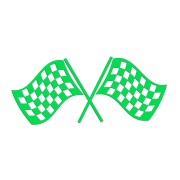 Naklejka FLAGA WYŚCIGOWA SZACHOWNICA - Skrzyżowane Flagi - Na Auto / Szybę - zielony neon