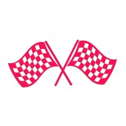 Naklejka FLAGA WYŚCIGOWA SZACHOWNICA - Skrzyżowane Flagi - Na Auto / Szybę - różowy neon