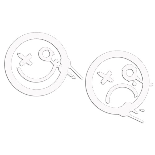 Naklejki STREET ART GRAFFITI SMILE - Zestaw 2 Sztuk - Na Auto / Laptop / Deskę - białe