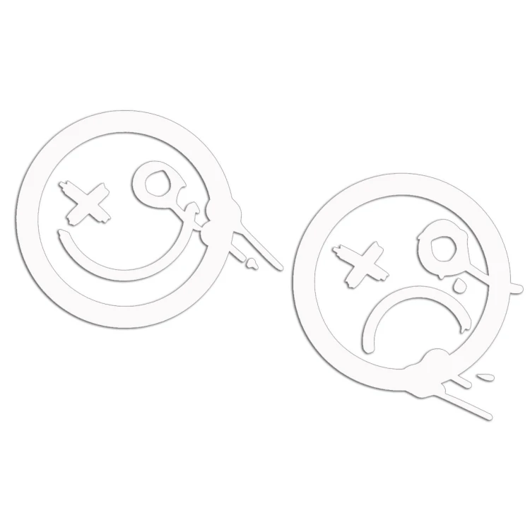Naklejki STREET ART GRAFFITI SMILE - Zestaw 2 Sztuk - Na Auto / Laptop / Deskę - białe