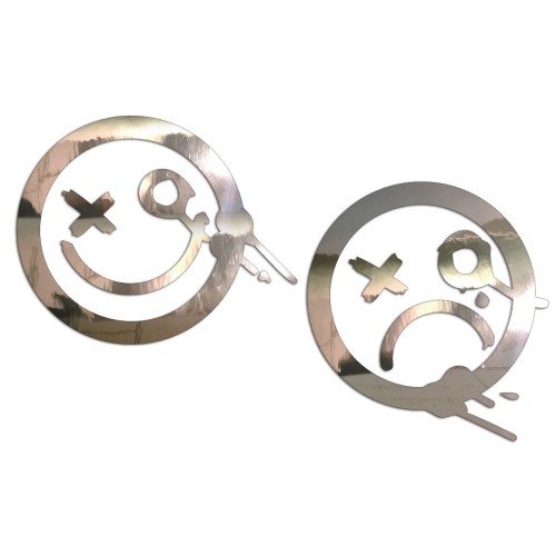 Naklejki STREET ART GRAFFITI SMILE - Zestaw 2 Sztuk - Na Auto / Laptop / Deskę - chrom