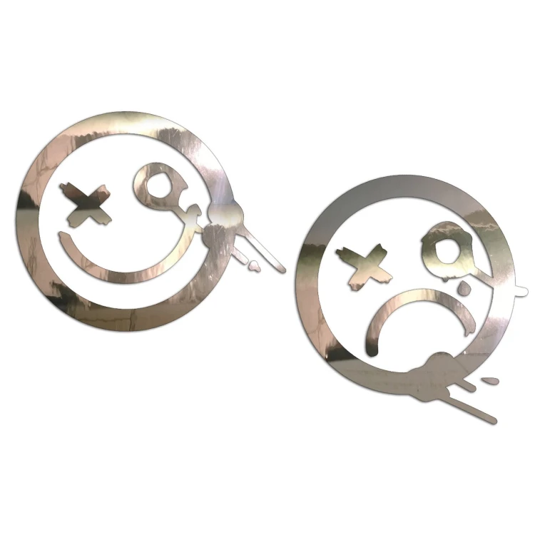 Naklejki STREET ART GRAFFITI SMILE - Zestaw 2 Sztuk - Na Auto / Laptop / Deskę - chrom