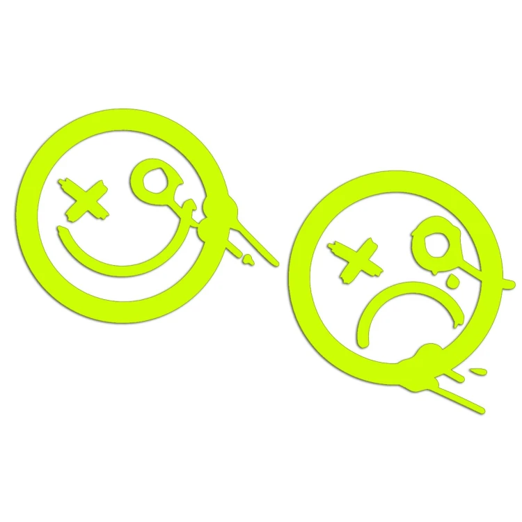 Naklejki STREET ART GRAFFITI SMILE - Zestaw 2 Sztuk - Na Auto / Laptop / Deskę - żółty neon