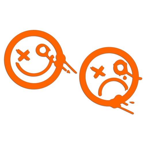 Naklejki STREET ART GRAFFITI SMILE - Zestaw 2 Sztuk - Na Auto / Laptop / Deskę - pomarańczowy neon