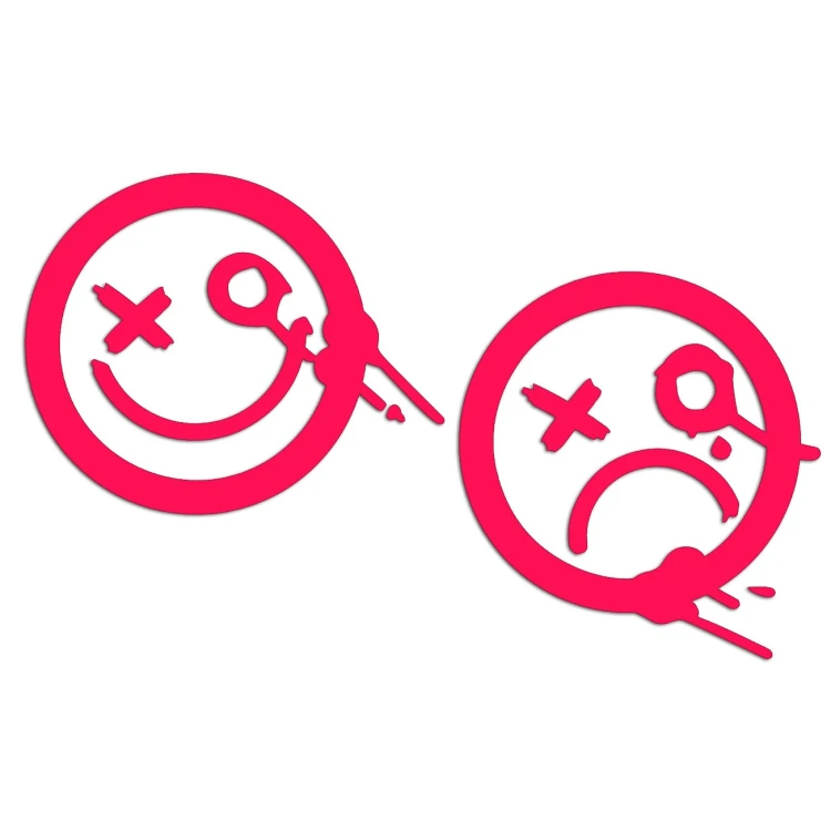 Naklejki STREET ART GRAFFITI SMILE - Zestaw 2 Sztuk - Na Auto / Laptop / Deskę - różowy neon