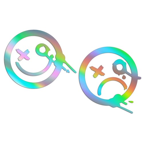 Naklejki STREET ART GRAFFITI SMILE - Zestaw 2 Sztuk - Na Auto / Laptop / Deskę - holograficzne