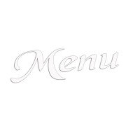 Naklejka MENU - Elegancki Napis Pisany - Na Witrynę / Szybę / Tablicę - biała