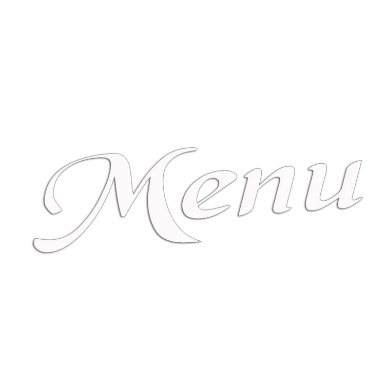 Naklejka MENU - Elegancki Napis Pisany - Na Witrynę / Szybę / Tablicę - biała