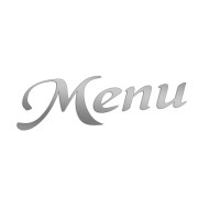 Naklejka MENU - Elegancki Napis Pisany - Na Witrynę / Szybę / Tablicę - srebrna