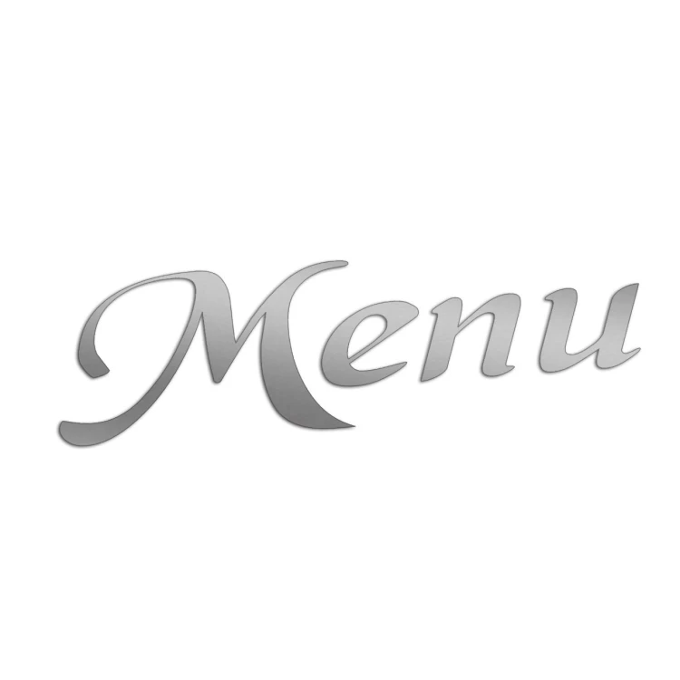 Naklejka MENU - Elegancki Napis Pisany - Na Witrynę / Szybę / Tablicę - srebrna