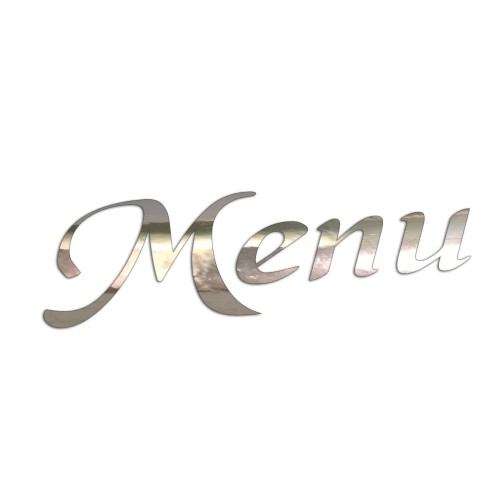 Naklejka MENU - Elegancki Napis Pisany - Na Witrynę / Szybę / Tablicę - chrom