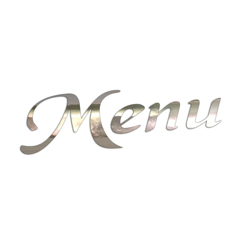 Naklejka MENU - Elegancki Napis Pisany - Na Witrynę / Szybę / Tablicę - chrom