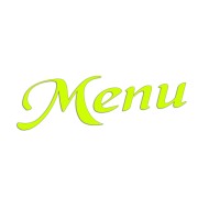 Naklejka MENU - Elegancki Napis Pisany - Na Witrynę / Szybę / Tablicę - żółta neon