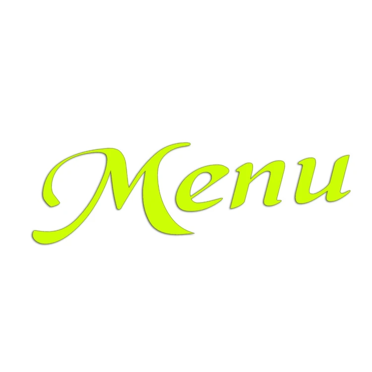 Naklejka MENU - Elegancki Napis Pisany - Na Witrynę / Szybę / Tablicę - żółta neon