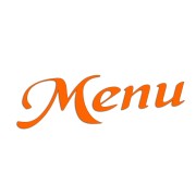 Naklejka MENU - Elegancki Napis Pisany - Na Witrynę / Szybę / Tablicę - pomarańczowa neon