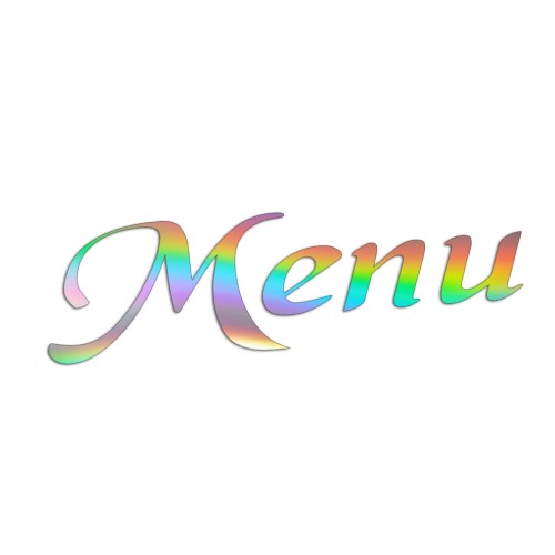 Naklejka MENU - Elegancki Napis Pisany - Na Witrynę / Szybę / Tablicę - holograficzna