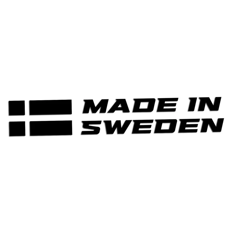 Naklejka MADE IN SWEDEN z Flagą - Dla Fanów Volvo / Saab - Na Auto - Czarna