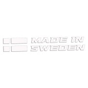Naklejka MADE IN SWEDEN z Flagą - Dla Fanów Volvo / Saab - Na Auto - biała