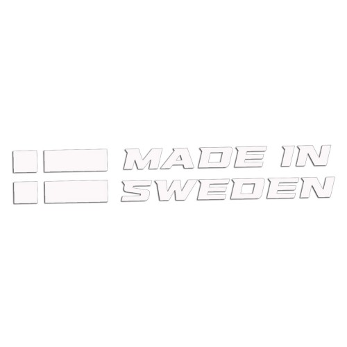 Naklejka MADE IN SWEDEN z Flagą - Dla Fanów Volvo / Saab - Na Auto - biała