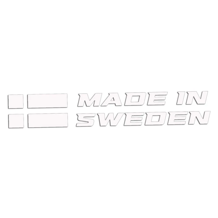 Naklejka MADE IN SWEDEN z Flagą - Dla Fanów Volvo / Saab - Na Auto - biała
