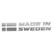 Naklejka MADE IN SWEDEN z Flagą - Dla Fanów Volvo / Saab - Na Auto - srebrna