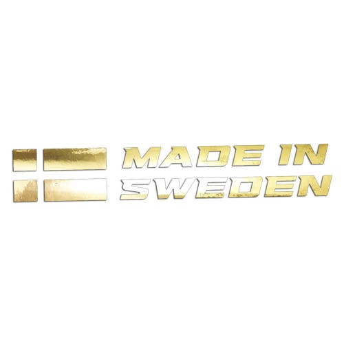 Naklejka MADE IN SWEDEN z Flagą - Dla Fanów Volvo / Saab - Na Auto - złoty chrom