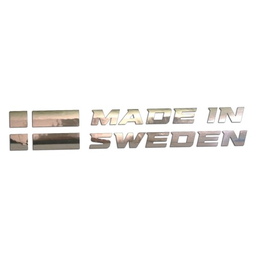 Naklejka MADE IN SWEDEN z Flagą - Dla Fanów Volvo / Saab - Na Auto - chrom