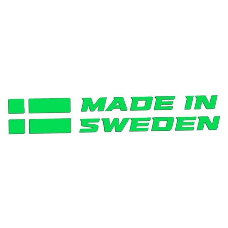 Naklejka MADE IN SWEDEN z Flagą - Dla Fanów Volvo / Saab - Na Auto - zielony neon