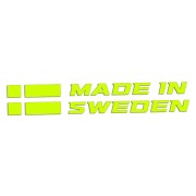 Naklejka MADE IN SWEDEN z Flagą - Dla Fanów Volvo / Saab - Na Auto - żółty neon