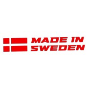 Naklejka MADE IN SWEDEN z Flagą - Dla Fanów Volvo / Saab - Na Auto - czerwony neon