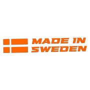 Naklejka MADE IN SWEDEN z Flagą - Dla Fanów Volvo / Saab - Na Auto - pomarańczowy neon