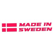 Naklejka MADE IN SWEDEN z Flagą - Dla Fanów Volvo / Saab - Na Auto - różowy neon