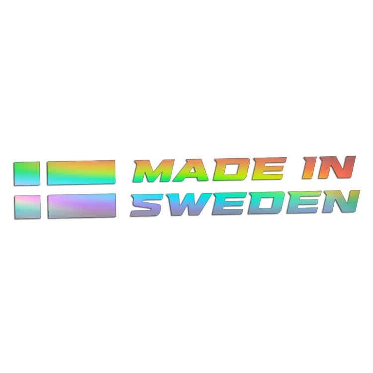 Naklejka MADE IN SWEDEN z Flagą - Dla Fanów Volvo / Saab - Na Auto - holograficzna