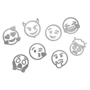 Naklejki EMOTKI EMOJI - Zestaw 8 Sztuk - Na Auto / Szybę / Laptop - srebrne
