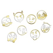 Naklejki EMOTKI EMOJI - Zestaw 8 Sztuk - Na Auto / Szybę / Laptop - złoty chrom